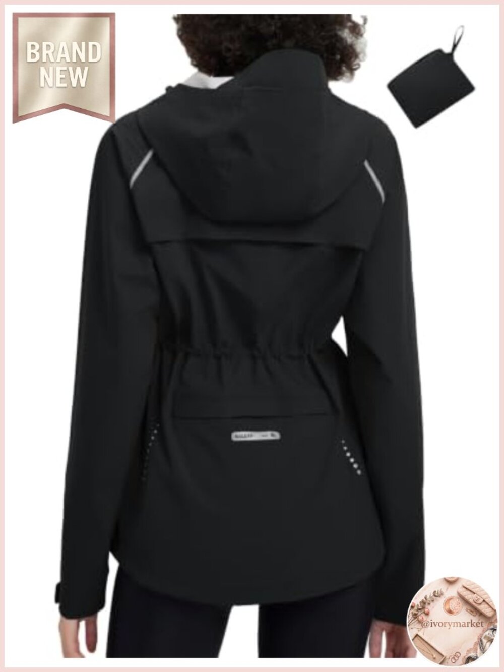Waterproof Packable Lightweight Cycling Rain Jacket with Hood